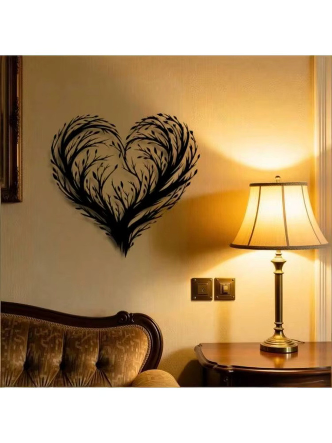 CIFBUY Herz-Wanddekoration aus Eisen in Schwarz mit floralem Baumzweig-Design - Bild 5