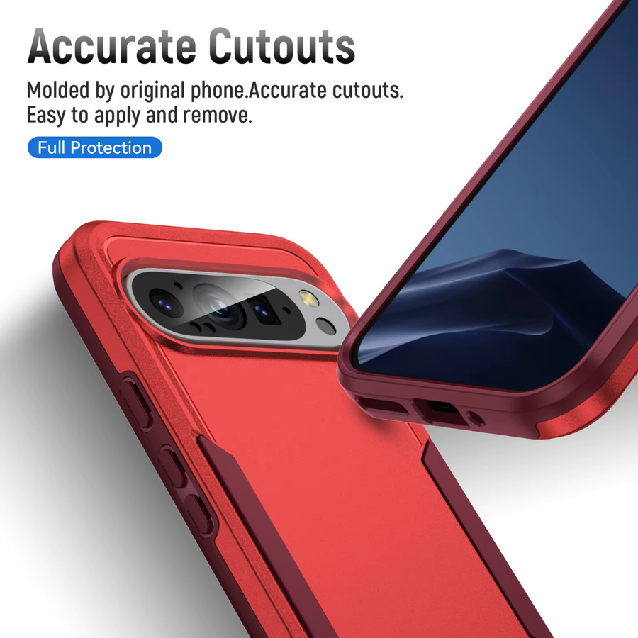Stoßfeste Hybrid-Doppelschicht-Handyhülle Armor Matte Schutzhülle für Google Pixel 10 9 Pro XL 9A 8 Pro 7 7A 7 Pro 6 6A 6 Pro in Pink und Rot - Bild 4