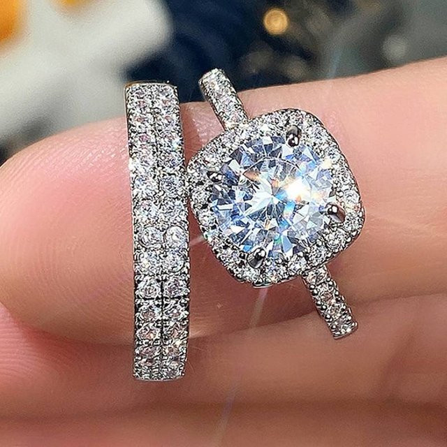 Huitan Ring Set, Zirkonia, Silber, Damen - Bild 1