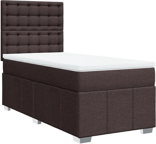 vidaXL Boxspringbett Hybrid mit Matratze und Taschenfederkern in Dunkelbraun, B/T/H: 100 x 200 x 140,5 cm - Bild 1