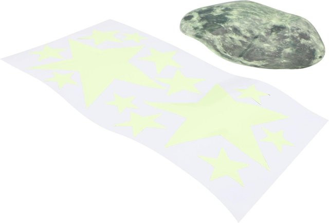 Leuchtende Mond und Sterne Wandaufkleber von Tooarts in Weiß für das Kinderzimmer aus selbstklebendem PVC - Bild 1