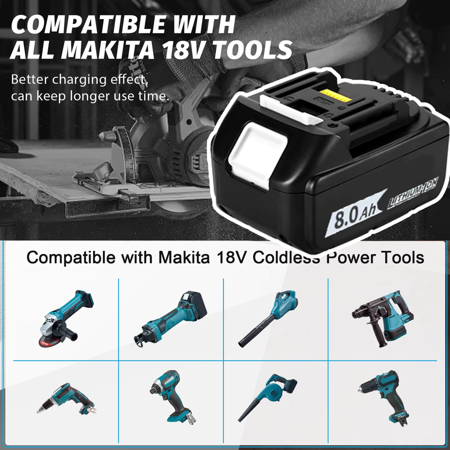 2er-Pack Makita 18V LXT Li-Ionen-Akkus mit 8000mAh in Schwarz - Bild 3