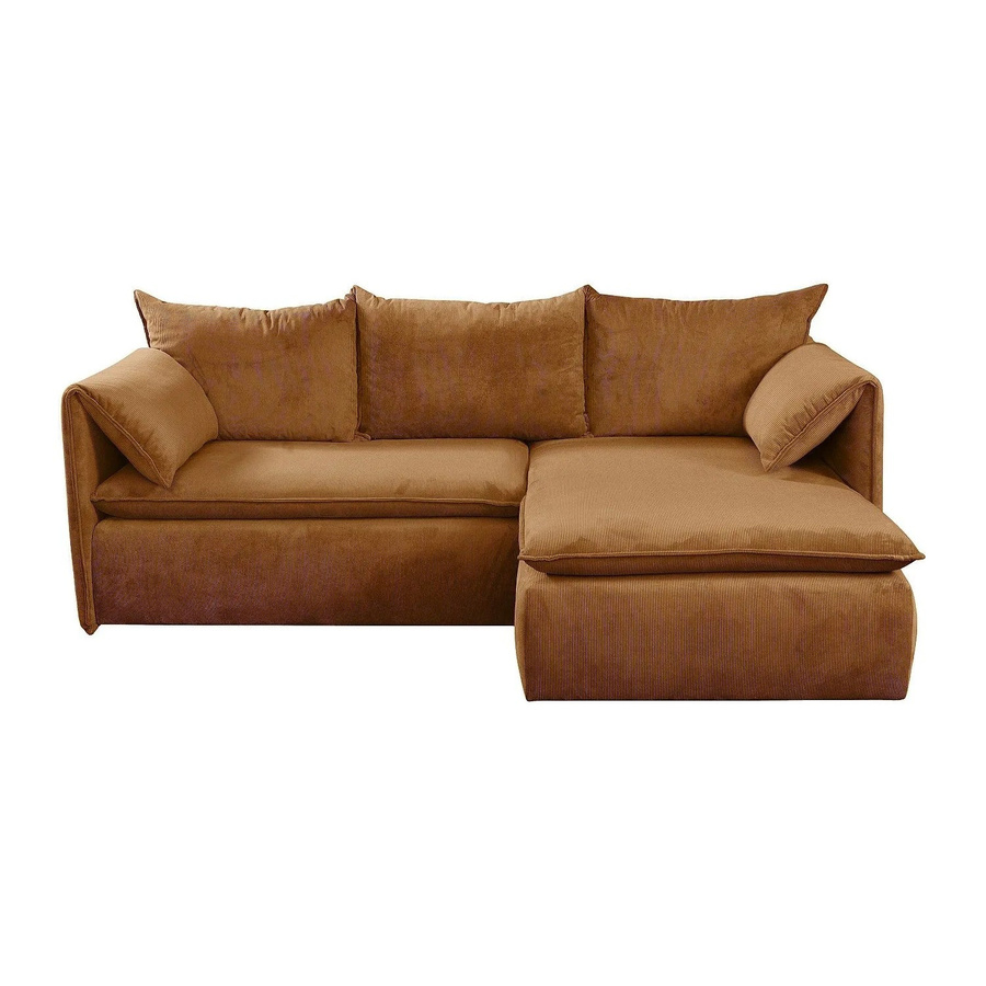 Vente-unique Schlafsofa Teodora in Terracotta mit Cord-Bezug und L-Form, Breite: 230 cm - Bild 2