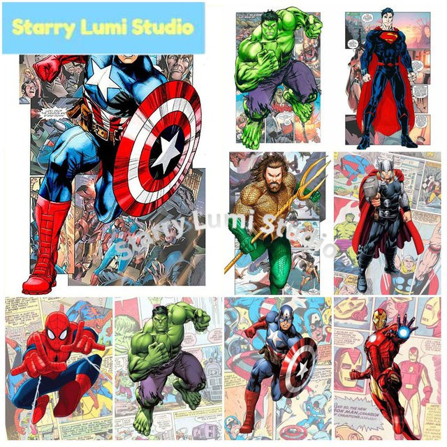 KAYOU Marvel Captain America Spider-Man, 5D Diamant-Malerei, Vollrund, DIY Diamant-Mosaik Porträt - Bild 1
