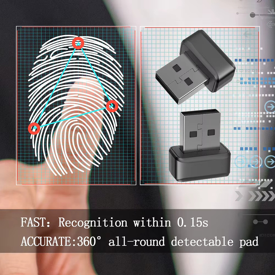 ALLOYSEED USB-Fingerabdruckleser Biometrischer Fingerabdruckscanner mit Windows Hello Unterstützung, 360 Grad Touch und Anti-Spoofing Technologie, Schwarz - Bild 5