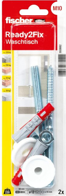 Fischer Montageset Waschtischbefestigung Ready2Fix WST K in Weiß - Bild 1