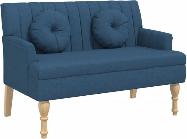 vidaXL Sitzbank im Antik-Stil mit Kissen aus Stoff in Blau, B/T/H: 113 x 64,5 x 75,5 cm - Bild 1