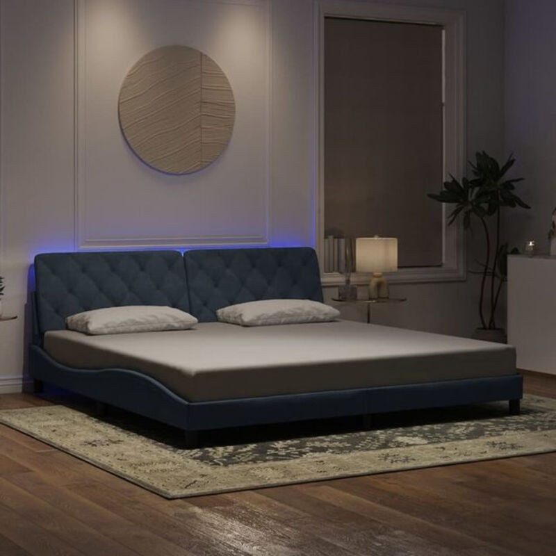 Modernes Polsterbett Vidaxl aus Samt und Metall mit LED in Anthrazit B/T: 200 x 200 cm - Bild 1