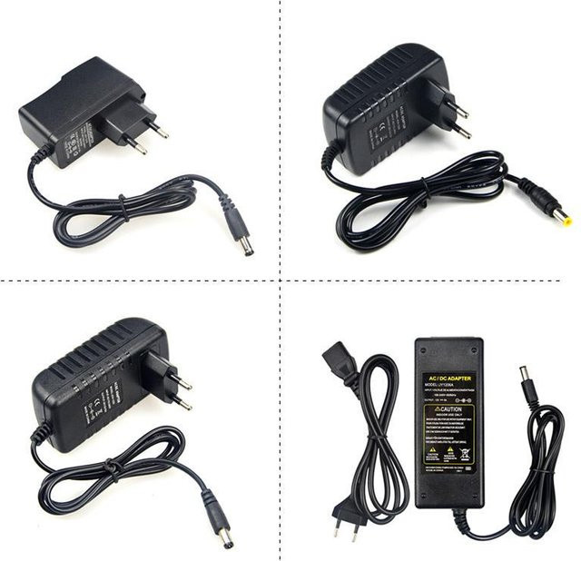 AIMINGTE DC 12V Netzteil Treiber für Beleuchtung mit EU-Stecker und Barrel-Plug in Schwarz - Bild 1