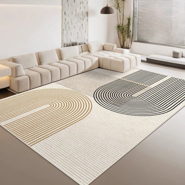 Vikama Teppich für Wohnzimmer und Schlafzimmer, modern und rutschfest, beige, rechteckig - Bild 1