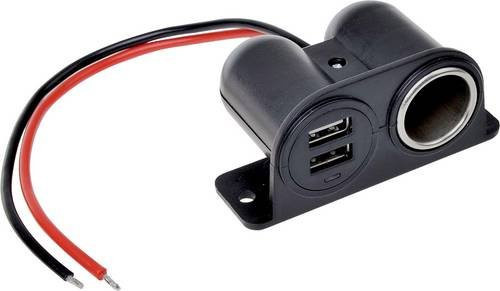 IWH USB Steckdose 12/24 Volt mit 2100mA Belastbarkeit in Schwarz - Bild 1