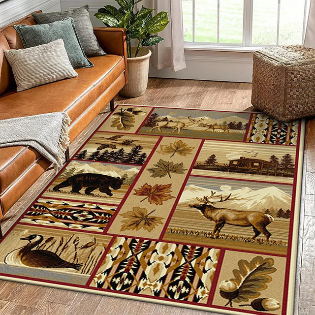 VIKAMA Teppich mit Tiermotiv im Vintage-Stil und ästhetischem Design, weich und rutschfest als Bodenmatte für dein Wohnzimmer oder Schlafzimmer - Bild 1