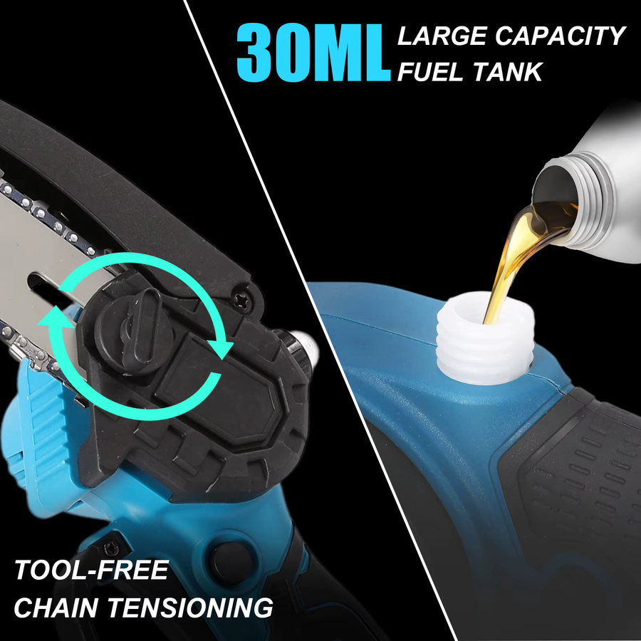 2-in-1 Akku-Gartenwerkzeug Set mit bürstenloser Kettensäge und Heckensäge, blau, kompatibel mit Makita LXT 18V - Bild 5