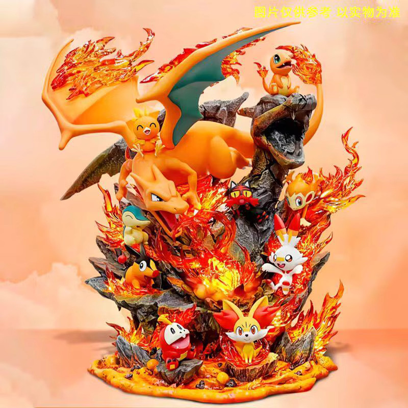 Bandai Pokémon Glurak-Evolution Familie, PVC-Statue, 32cm - Bild 2