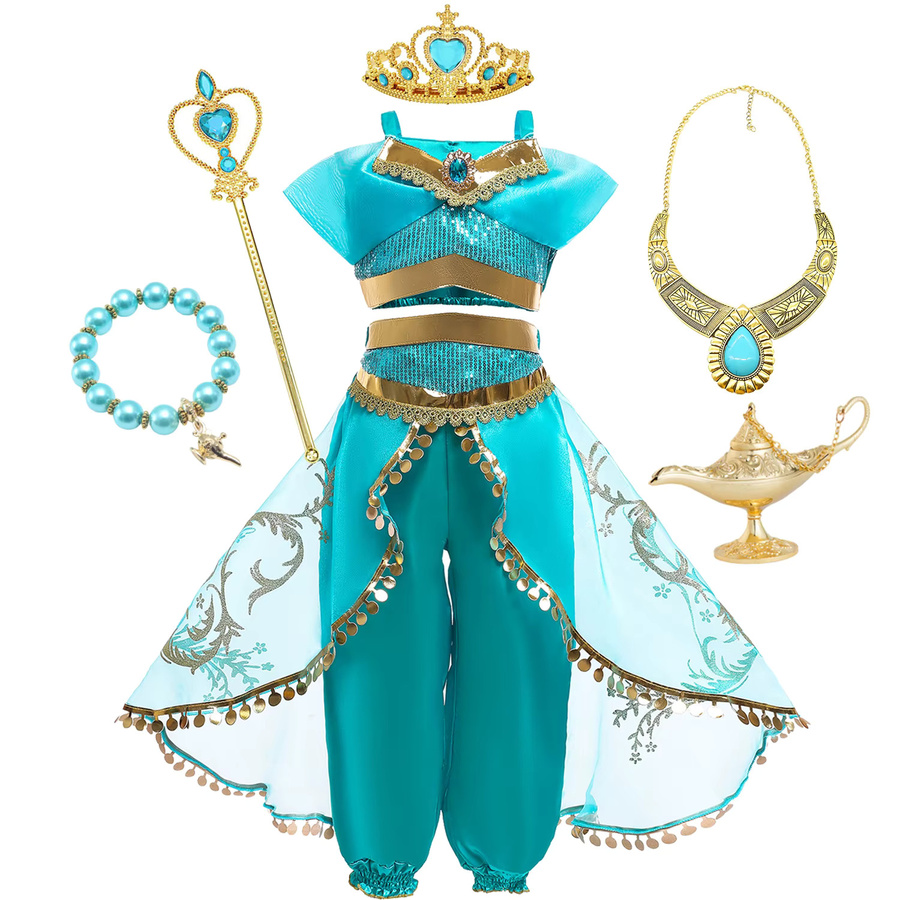 DOCHEER Prinzessin Jasmin Aladdin Kostüm mit Zauberschale, Mädchen - Bild 2