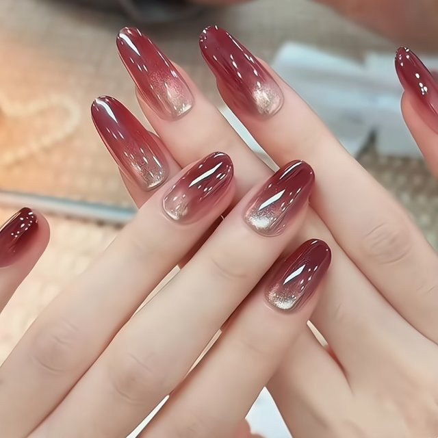 Stylebon Aufklebenägel Roter Granat, Damen, Glänzend, 10 Stück - Bild 1