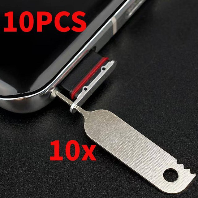 10 Stück Metall-SIM-Karten-Entferner Nadelwerkzeug in Silber für universelle Smartphones und Tablets wie iPhone, Samsung, Xiaomi und Apple iPad - Bild 1