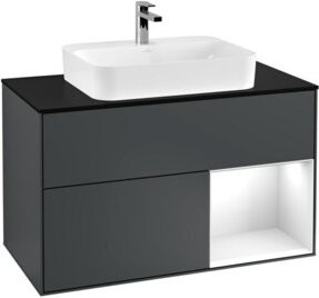 V&B Waschtischunterschrank Finion 100 mit Wandbeleuchtung, Lackiert, B/T/H: 100 x 50,1 x 50,1 cm - Bild 1