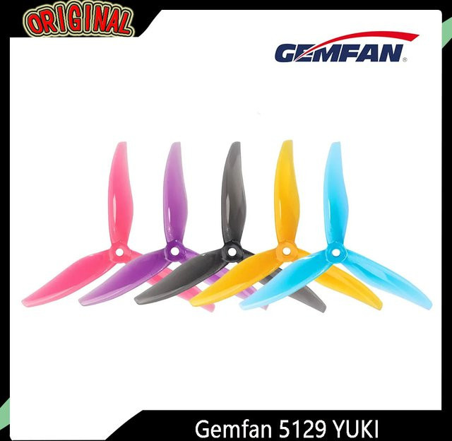 Gemfan 5129 YUKI 5-Zoll 3-Blatt PC-Propeller, 2 Paar, Gelb, Kunststoff - Bild 1