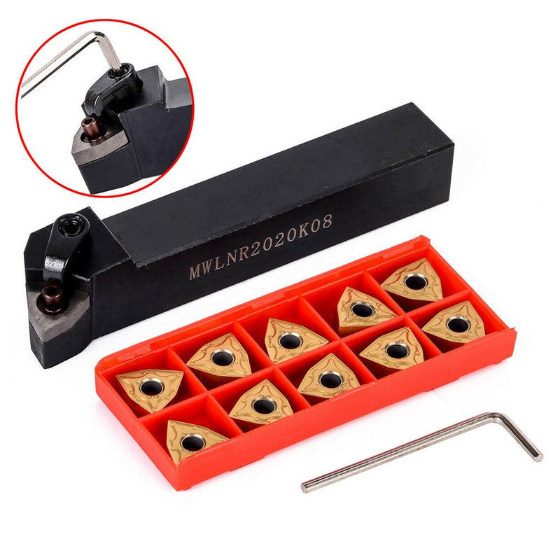 Kkmoon Drechselset für die Drehmaschine mit Halter, 10 WNMG080404 Hartmetalleinsätzen und Schraubenschlüssel in Schwarz - Bild 5