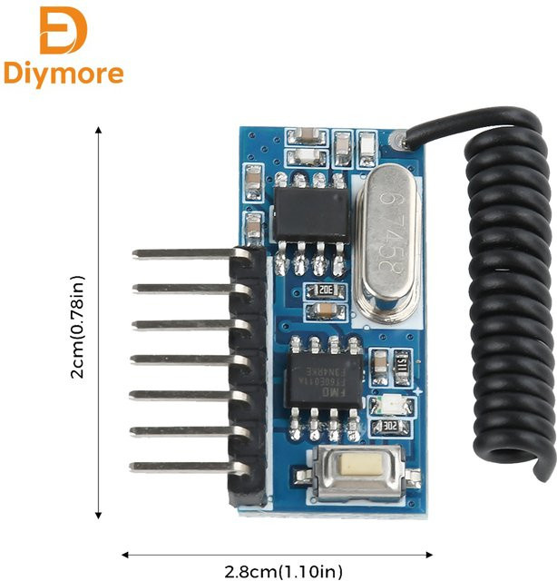 diymore RF Modul Drahtlose Fernbedienung mit Sender und Empfänger 315 MHz/433 MHz EV1527 Decodierung Chip in Blau - Bild 1