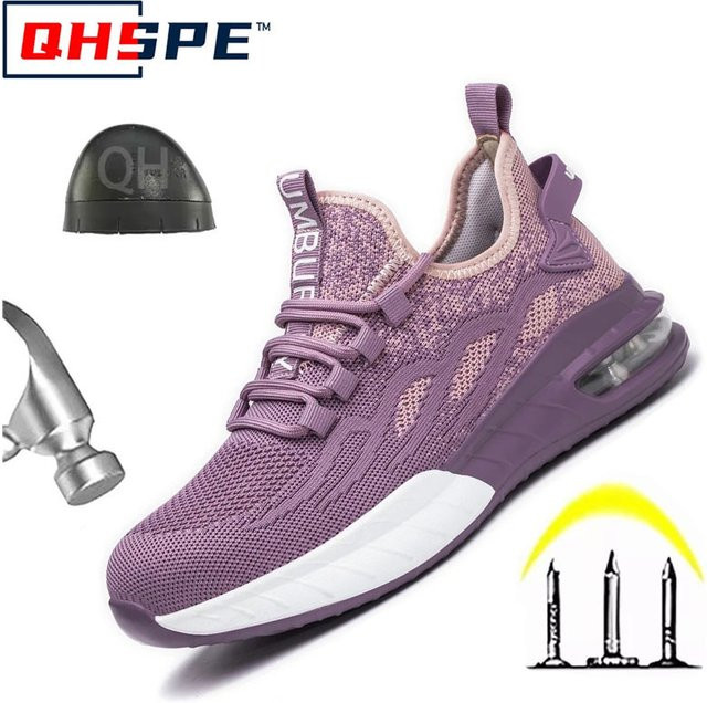 QHSPE Damen Sicherheitsschuhe mit Stahlkappe und Pannenschutz, atmungsaktive Sicherheitsstiefel für die Arbeit und den Bau - Bild 1