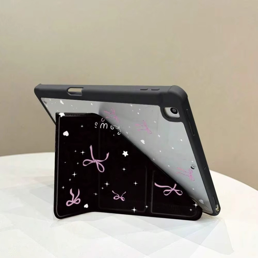 Transparente Hülle mit niedlichem Muster für Apple iPad Pro, Air und Mini in den Farben Transparent, Schwarz und Pink - Bild 4