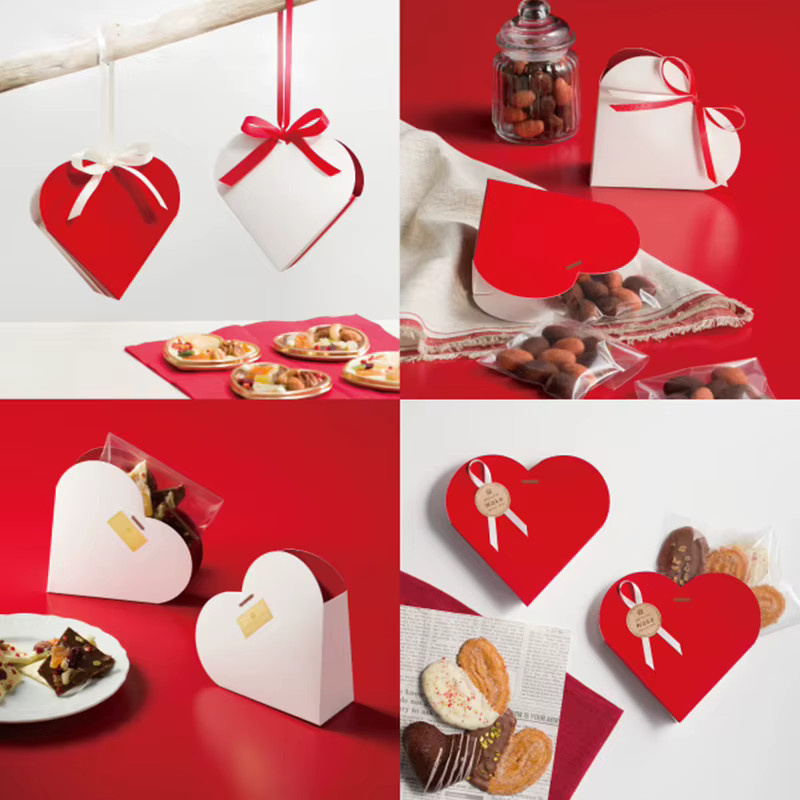 10 Stück rote herzförmige Papier-Süßigkeitsschachteln mit Band als Geschenkverpackung für Hochzeit, Valentinstag und Party-Dekoration - Bild 3