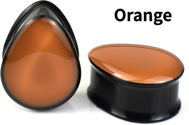 JIAPEIJIA Ohr Gauge Tunnel Plugs, Acryl, Wassertropfen Form, orange, 22mm - Bild 1