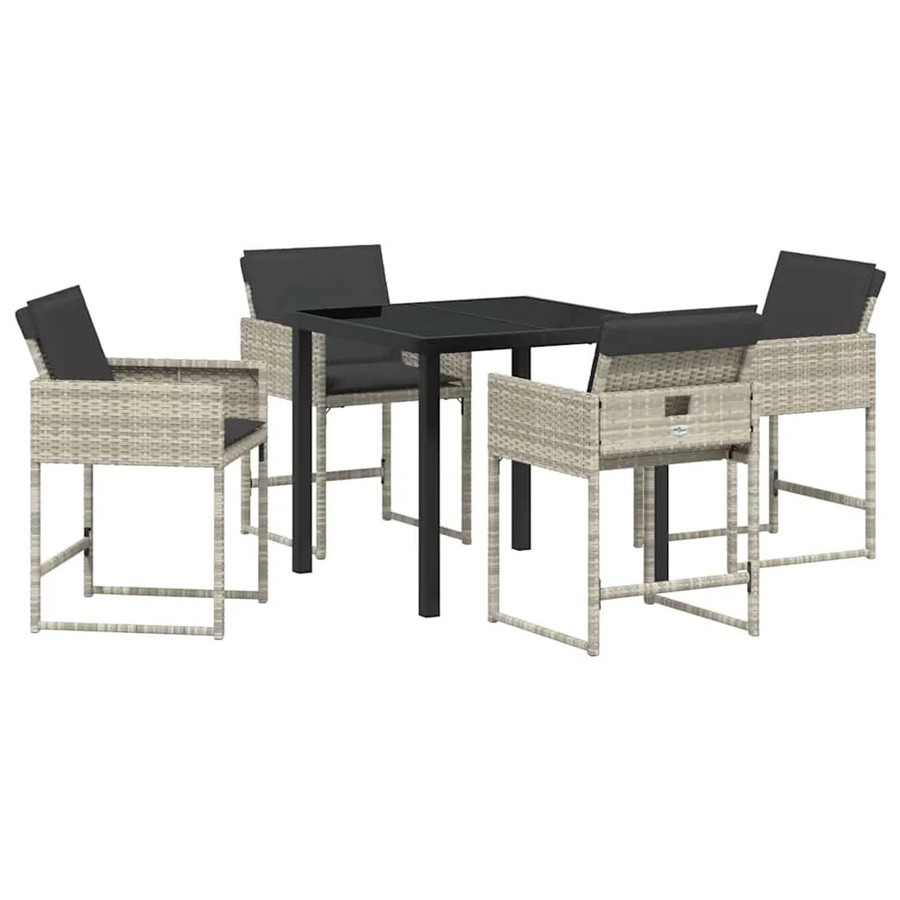 vidaXL Garten Essgruppe 5-teilig aus Poly-Rattan und Glas in Hellgrau - Bild 2