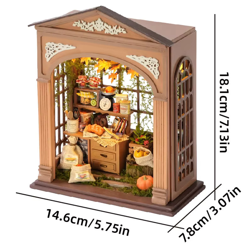 zuuton DIY Buchnischen-Modellbausatz, 3D-Puzzle, Holz, mit LED-Beleuchtung - Bild 4
