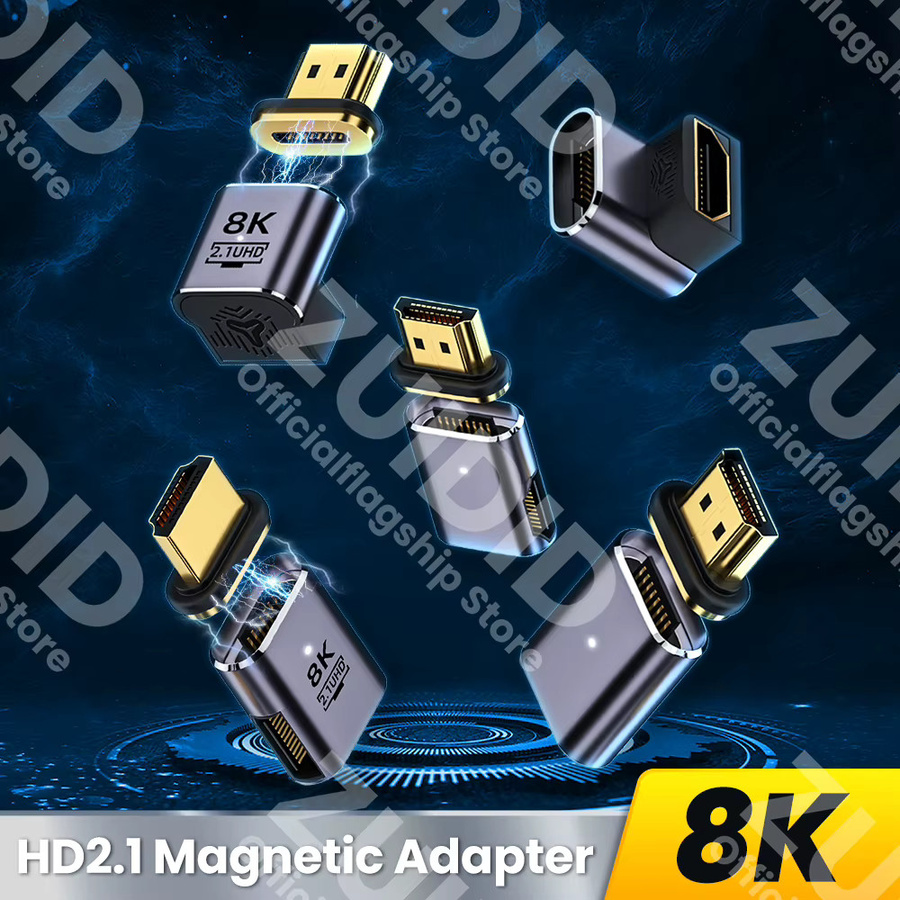 OUIO Magnetischer HDMI 2.1 Adapter mit Ellenbogen Stecker auf Buchse für 8K/60Hz und 4K/120Hz High Speed 48Gbps eARC Unterstützung - Bild 2