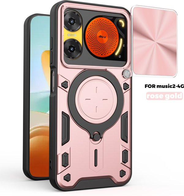 Robuste Panzerhülle für ZTE nubia Music2 4G mit magnetischer Halterung und Kameraschutzabdeckung in Silver und Pink - Bild 1