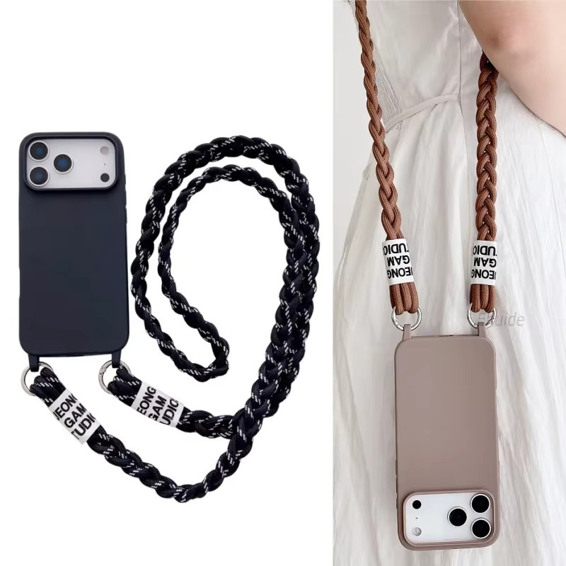 Candy Lanyard Schutzhülle mit geflochtener Umhängekordel für iPhone 11 bis iPhone 16 Pro Max, stoßfeste weiche Handyhülle - Bild 2
