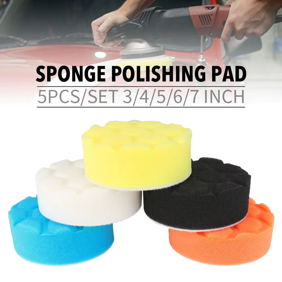 Toorise 5er Set Auto Polierpads mit Selbstkleber aus Schwamm und Wolle in Multicolour für Bohrer und Poliergeräte - Bild 4