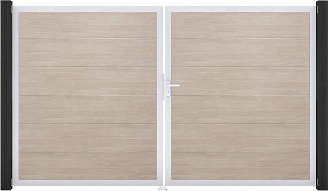 GroJa Steckzaun Tor BasicLine DIN Rechts EV1 Doppel-Tor in Sheffield Oak Braun - Bild 1