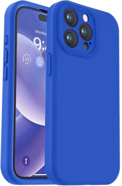 Stoßfeste Silikon-Handyhülle mit Kamera-Objektivschutz für Apple iPhone 15 Pro, 14, 13, 12, 11 in Blau - Bild 1