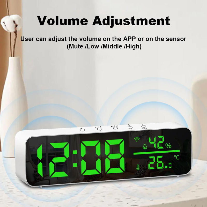 Tooarts WiFi Digitaluhr mit LED Zeitanzeige, Temperatur- und Feuchtigkeitssensor sowie APP-Steuerung, weiß - Bild 7