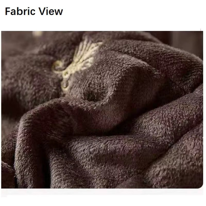 Mtuove Luxuriöse Stickerei-Tagesdecke aus weichem Samt in Beige und Braun, verdickte Plüsch-Steppdecke für den Winter, King-Size - Bild 2