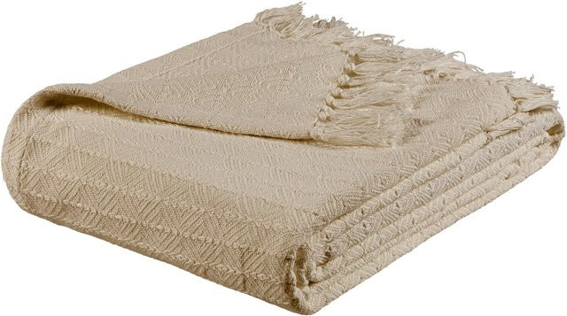 Mömax Tagesdecke Tara in Beige aus Baumwolle mit Fransen, B/T: 180 x 220 cm - Bild 1