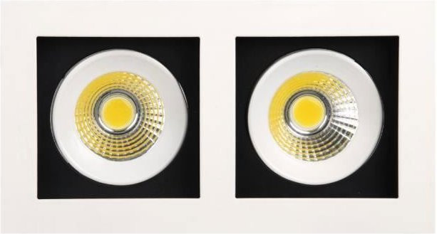 Dimmbare LED Einbauleuchte Doppelstrahler in Weiß mit 2x8W und 6400K Cool White, B/H: 185 x 100 mm - Bild 1