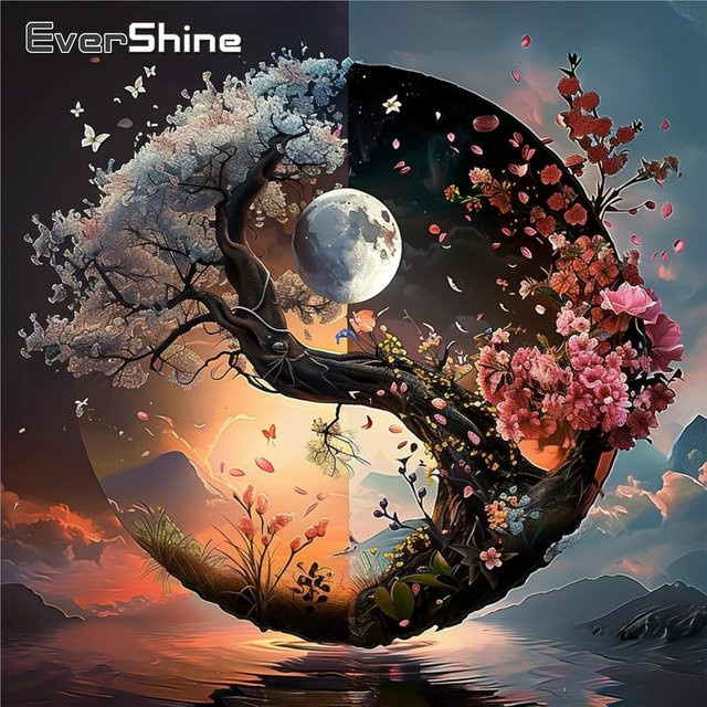 Evershine Diamant-Mosaik DIY Malset Mond und Baum Landschaft für Erwachsene in Multicolour - Bild 1