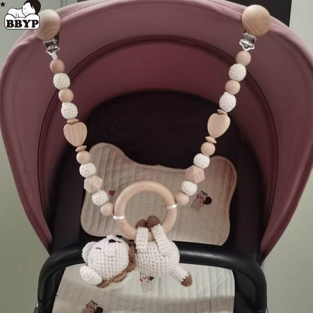 BBYP Baby Holz Gym Spielzeug mit gehäkeltem Löwen-Anhänger und Perlenarmband im skandinavischen Design