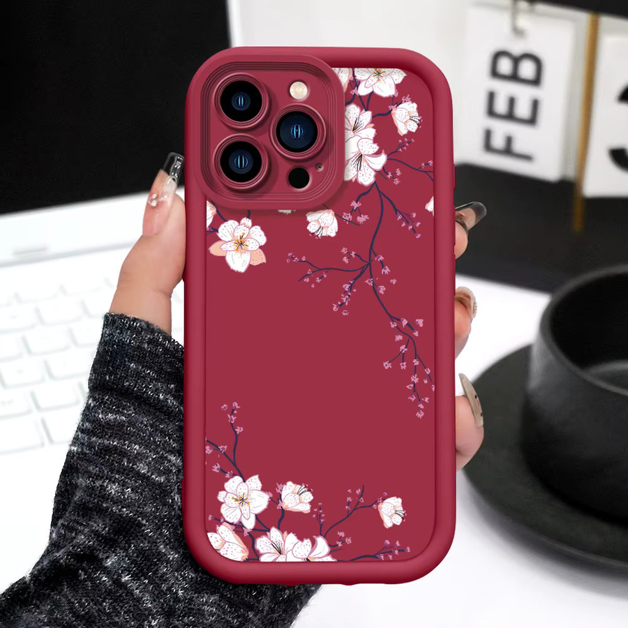 Handyhülle mit Frühlingsblumen für Huawei Honor 600 400 300 200 90 70 Pro Lite Ultra Smart 4G 5G Soft Cover in Schwarz und Rot - Bild 3