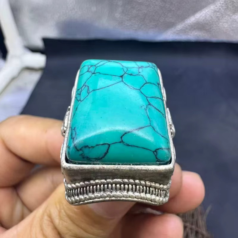 Cloisonné-Ring, simulierter Türkis, Vintage - Bild 2