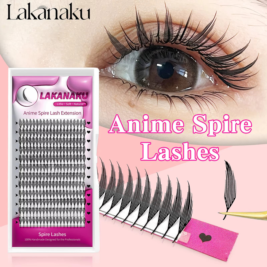 LAKANAKU Spire Lashes Feather Individuelle Wimpernverlängerung, Black, Unisex - Bild 2