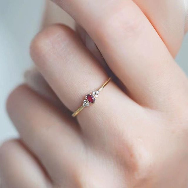 YIRAN Jewelry Ring, Kupfer, Gold, Rote Edelstein, Zirkonia, Rubin, Damen - Bild 1