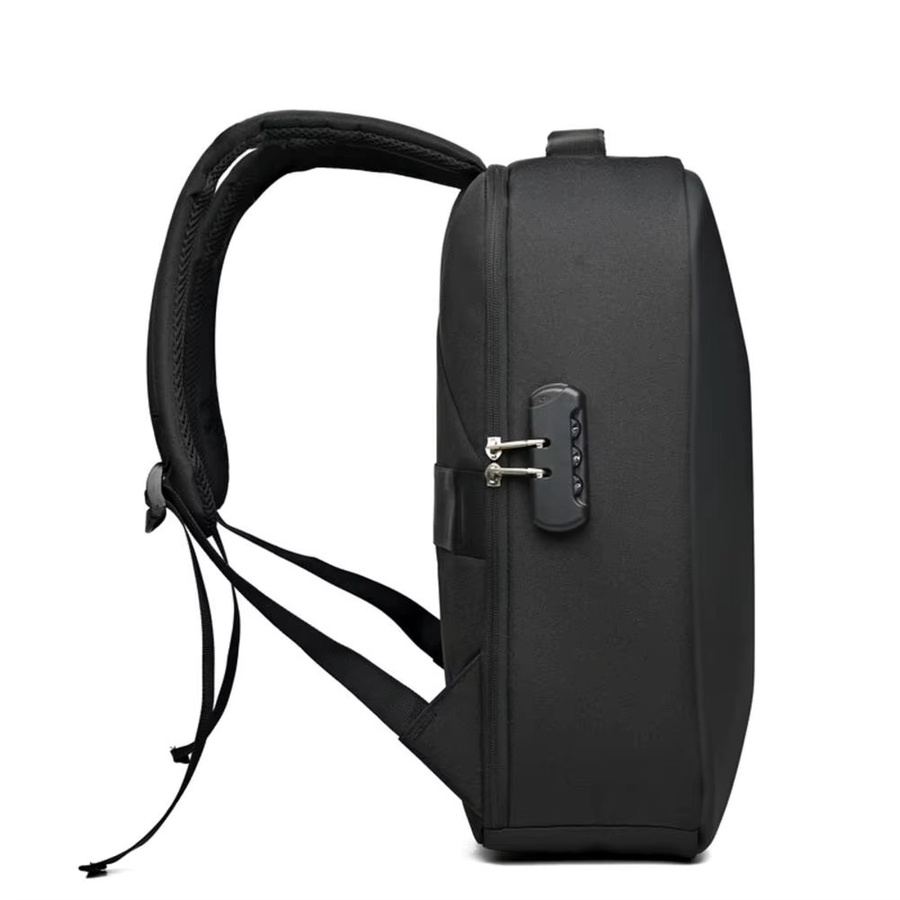 PEAKINBAGS Herren-Rucksack in Schwarz mit USB-C-Ladeanschluss, Diebstahlschutz und wasserdichtem Hartschalenfach für Laptops - Bild 3