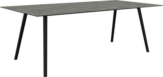 Stern Tisch Interno mit konischem Rundrohr-Aluminiumgestell und Silverstar 2.0 Flint Tischplatte, Schwarz Matt/Grau, B: 220 cm, T: 100 cm - Bild 1