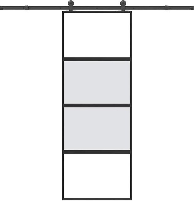 vidaXL Schiebetür aus Hartglas und Aluminium in Schwarz und Transparent, B/H: 76 x 205 cm - Bild 1